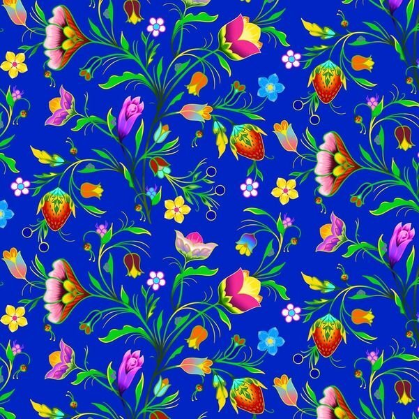 Royal background with Red Strawberries & Flowers